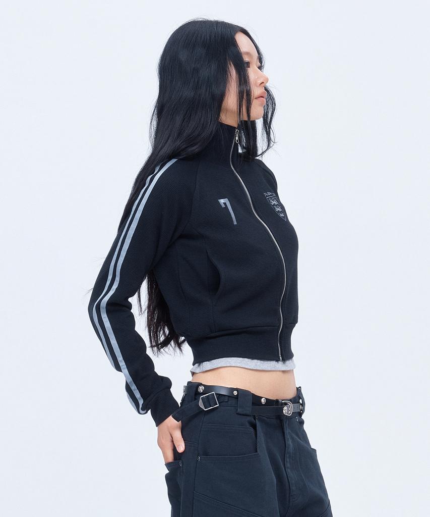 DAUSPICE (Duc) Waffle Cropped Track Top Black