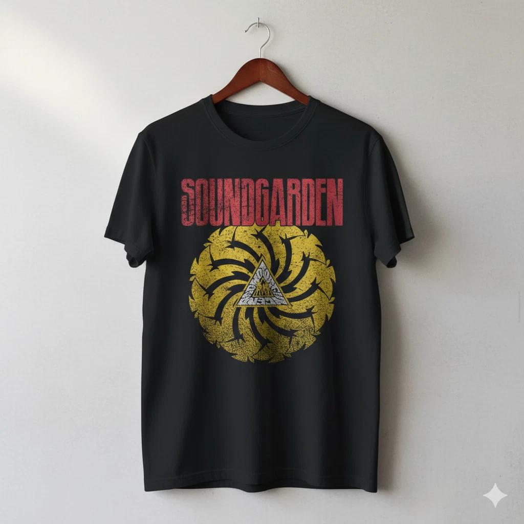 Soundgarden Badmotorfinger Spiral Logo Black Grunge Rock T-Shirt - T076 M