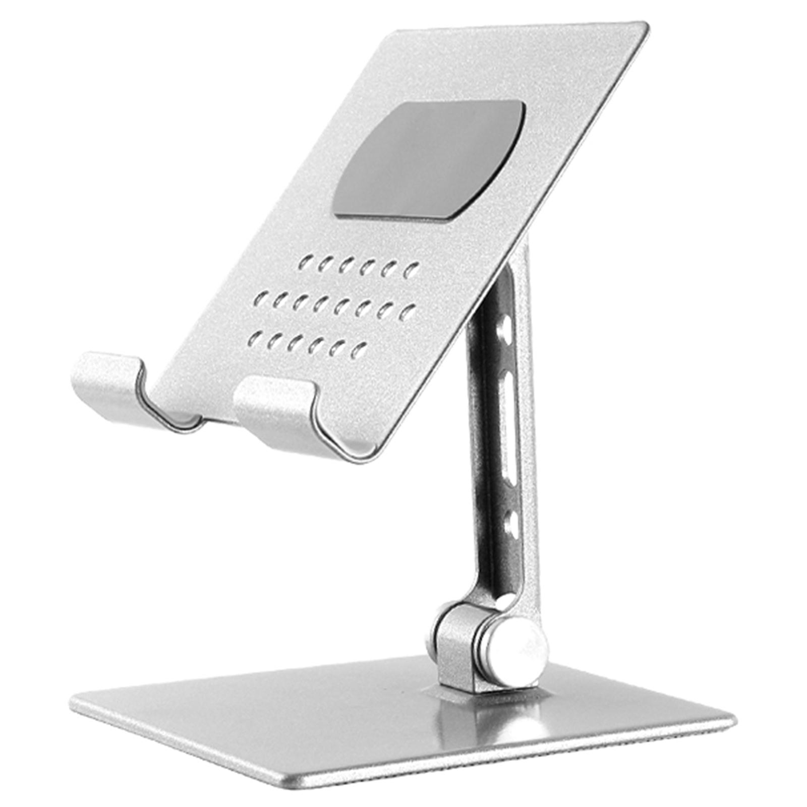 

Металлическая складная подставка с несколькими углами наклона, вращающаяся подставка, устойчивый и стильный держатель для планшетов и телефонов серебряный