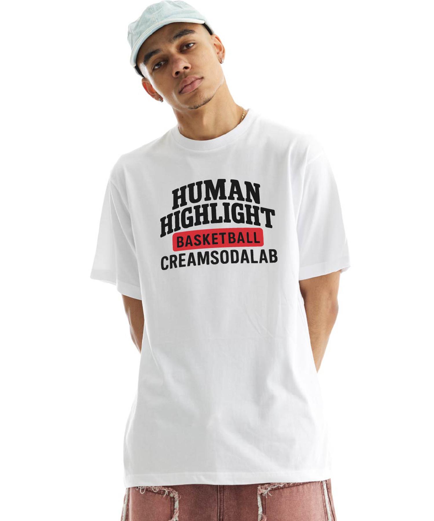 Cream Soda Lab Cream Soda Human Highlight Arc Basketball Logo Short Sleeve T-Shirt (Type A) Black/Xl(3)