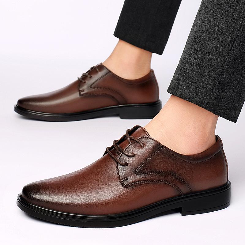 Spring Leather Shoes Low-top Casual Shoes Versatile Men's Shoes Black Shoes Waterproof Business Shoes Men's