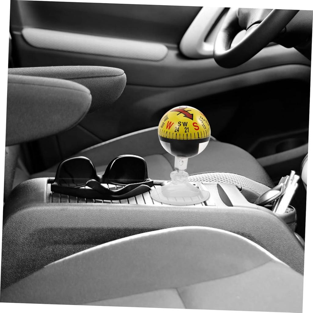 Car Guide Ball Compass with Strong Suction Cup 2.83In Portable Vehicle Compass for Automotive Interior Navigation and Outdoor Use