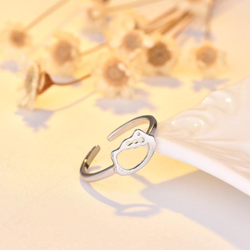 BELLA BOX New Hello Cute Kitty Cat Ring For Women, Cartoon Index Finger Plain Ring, Loose-mouth Ring, Festival Gift