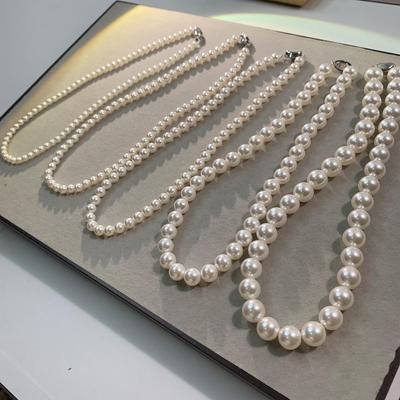Damen High-End Perlenkette mit Barrenverschluss - Schlichte, vielseitige Schlüsselbeinkette für Frühling/Sommer