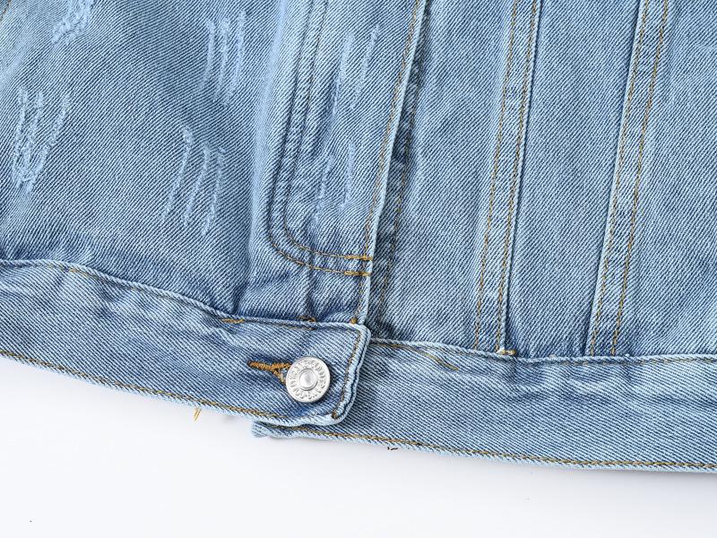 Women's Retro Patchwork Denim Jacket with Frayed Hem - Spring/Autumn, Slimming, Loose Fit, Plus Size, Casual Trend