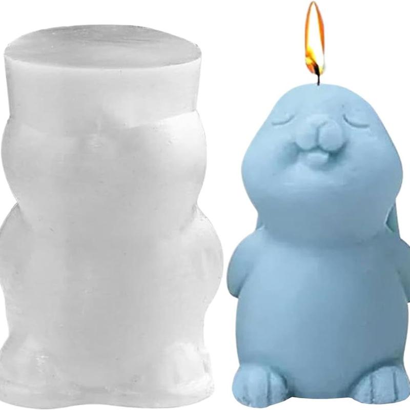 Easter Bunny Silicone Mold for Scented Candle Making Cute Rabbit Candle & Plaster DIY Craft Mold for Easter Home Decor