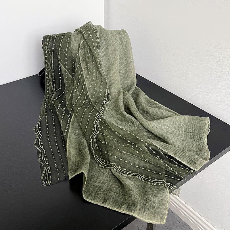 

Художественный Знаменитый Кружевной Хлопково-Льняной Шарф для Женщин для Лета в Кондиционированном Помещении Защита Шеи Шаль Дорожный Шарф More than 175cm