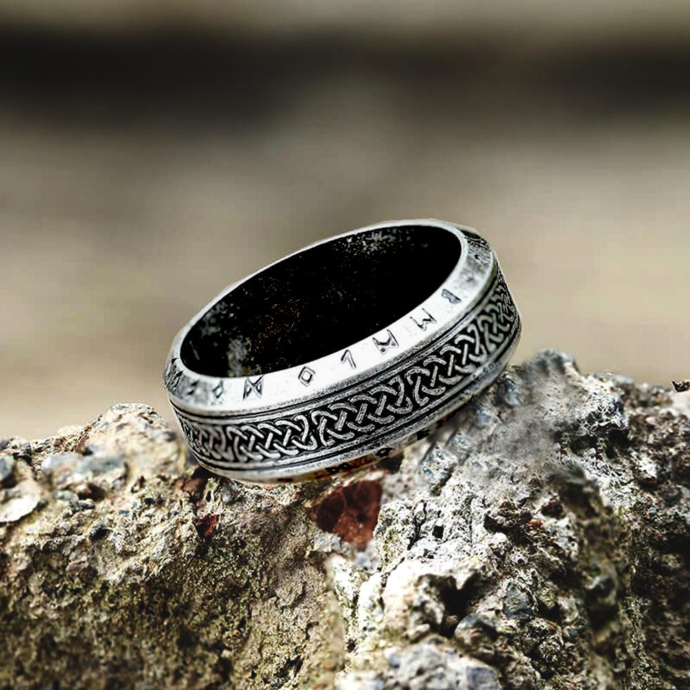 Vintage Odin Norse Viking Amulet Rune Rings For Men Cool Stainless Steel Celtic Knot Ring Wedding Jewelry Valentine's Days Gifts