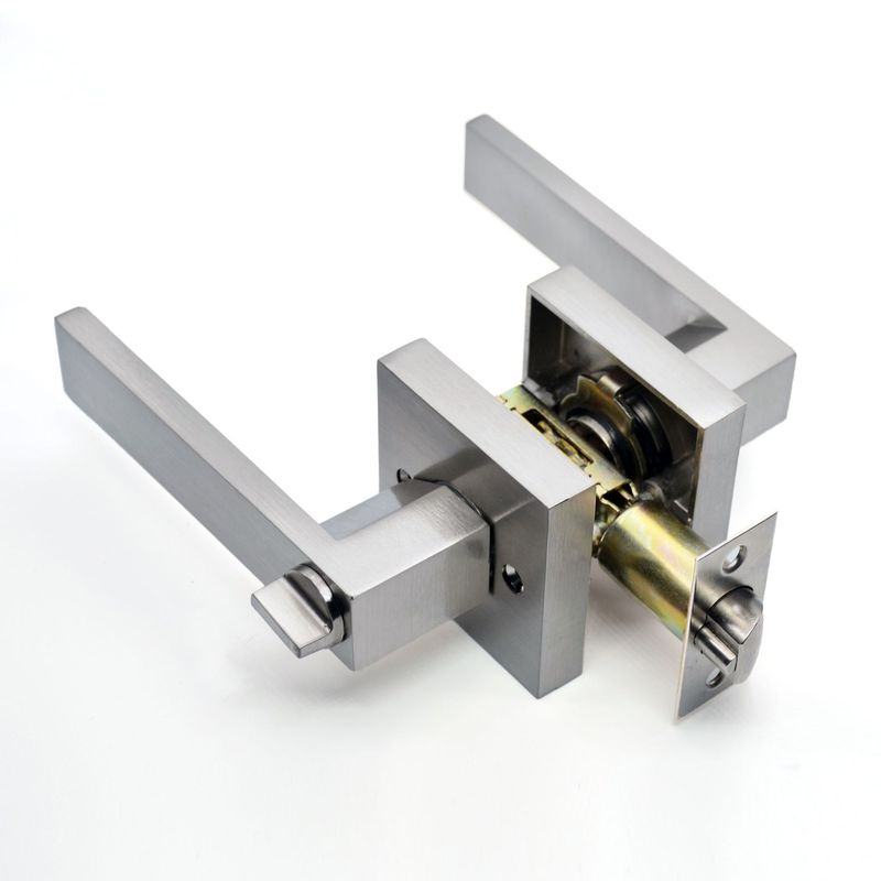 Black Square Door Handle Lock, Access Privacy Mask, Interior Bedroom and Bathroom, Hardware Accessories, Door Locks
