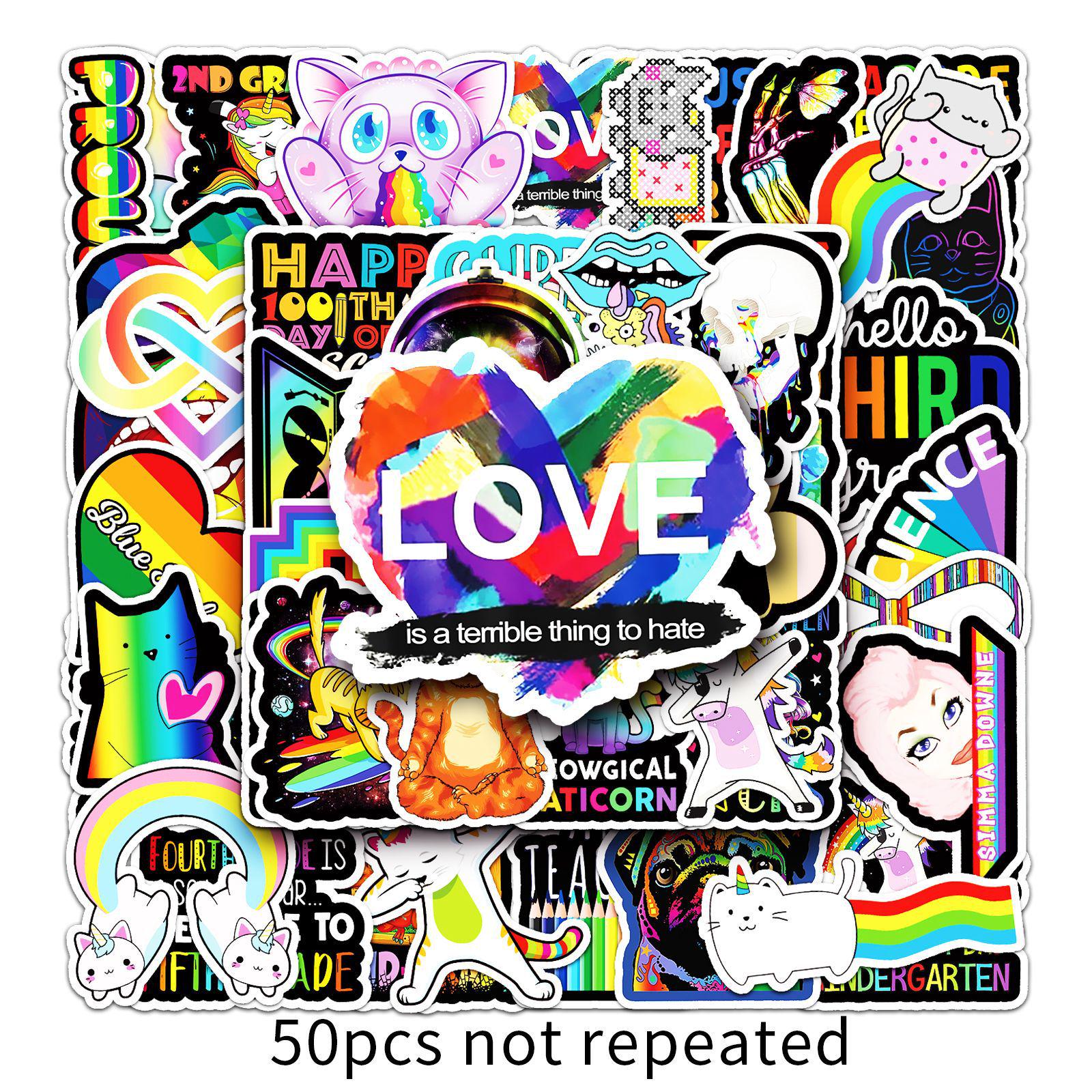 50 Colorful Cartoon Graffiti Suitcase, Laptop, Scooter & Car Stickers