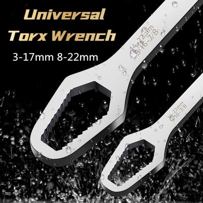 Llave Torx universal de 3-17 mm y 8-22 mm, grosor de 3,5 mm, autoajustable, llave inglesa ajustable, llave Torx de doble cabeza, herramientas manuales
