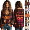 Women's V Neck Top for Halloween and Fall