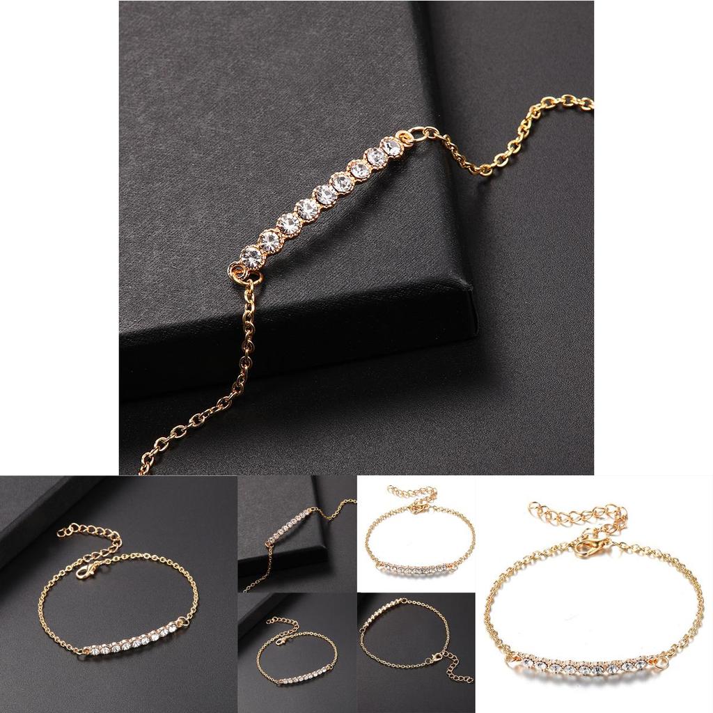 Elegant Women's Rhinestone Gold Plated Chain Bracelet With Classic Design