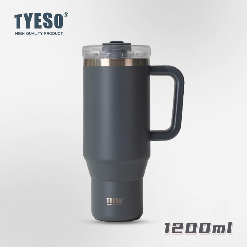 1200ml Tyeso Vacuum With Handle Bottle Stainless Steel Car Mug Straw Thermal Iced Travel Cup Tumbler Hot Cold Water Cup
