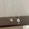 Fritillary Square Smiley Face Pendant Necklace Female Niche Unique Personality Fashion Sweet Temperament Versatile Neck Chain Collarbone Chain