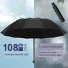 Extra-Large Ten-Rib Sunshade Umbrella, Business-Grade Black-Coated Double Sun Umbrella, Folding Umbrella