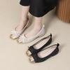 Sanfte kleine Duft elegante Schleife Stoff Ballerinas Metall eckige Spitze niedriger Absatz leichte Öffnung Pendlerschuhe