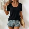 Top da Donna in Maglia a Maniche Corte Leggero Vestibilità Larga Casual Girocollo Pullover Morbido Camicia/Blusa Estiva