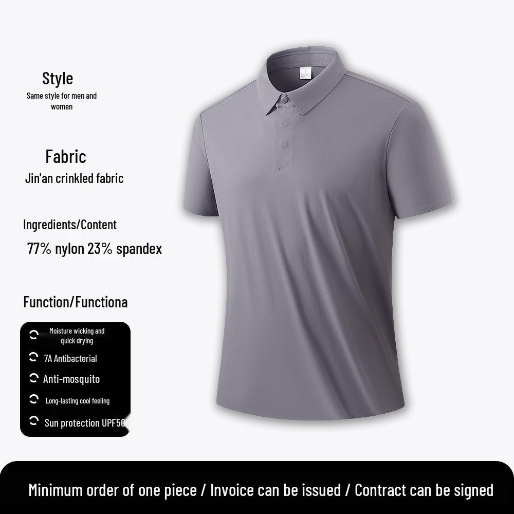 Men's Ice Silk Quick-Dry Short Sleeve Polo Shirt - Customizable Logo, Summer Business Casual Sports Tee