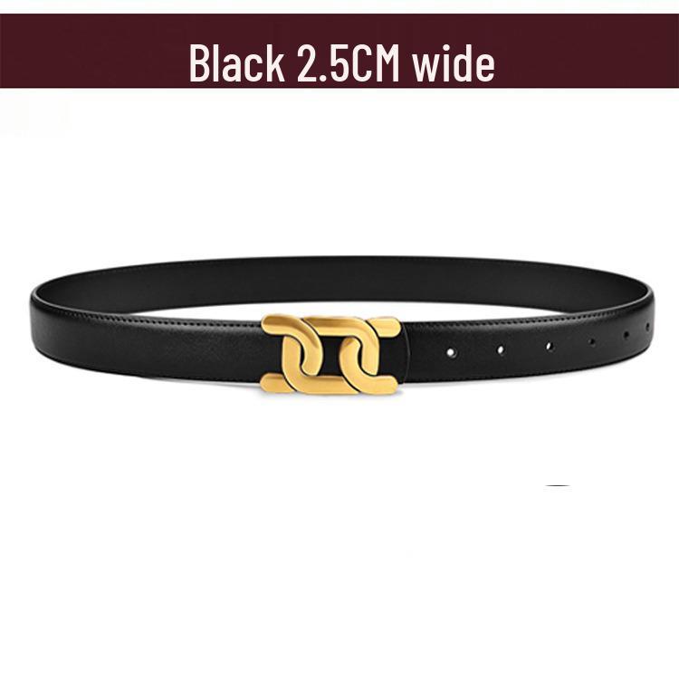 Women's Genuine Cowhide Leather Fashion Belt - Simple, All-Match Style for Suits and Pants.