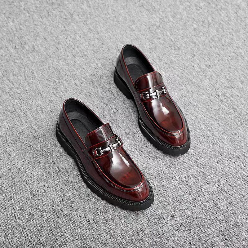 Spring Men's Formal Business Leather Shoes Men's Round Head British Patent Leather Glossy Men's Shoes Genuine Leather Casual Leather Shoes Men's Trend