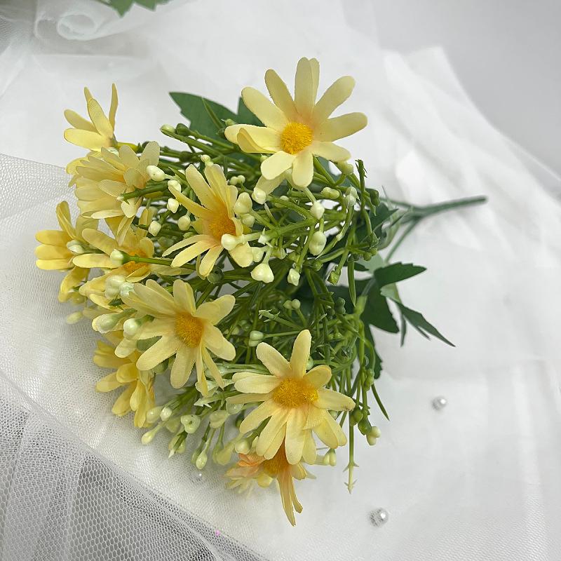 6-вилочный искусственный цветок маргаритки, шелковый цветок, украшение стола, букет, заколка для волос, головка цветка