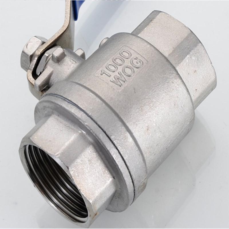 304/316L Edelstahl zweiteilig mittlere Wandstärke Innengewinde Kugelhahn, Q11F-16P, Verfügbar in den Größen 1/2" und 3/4"