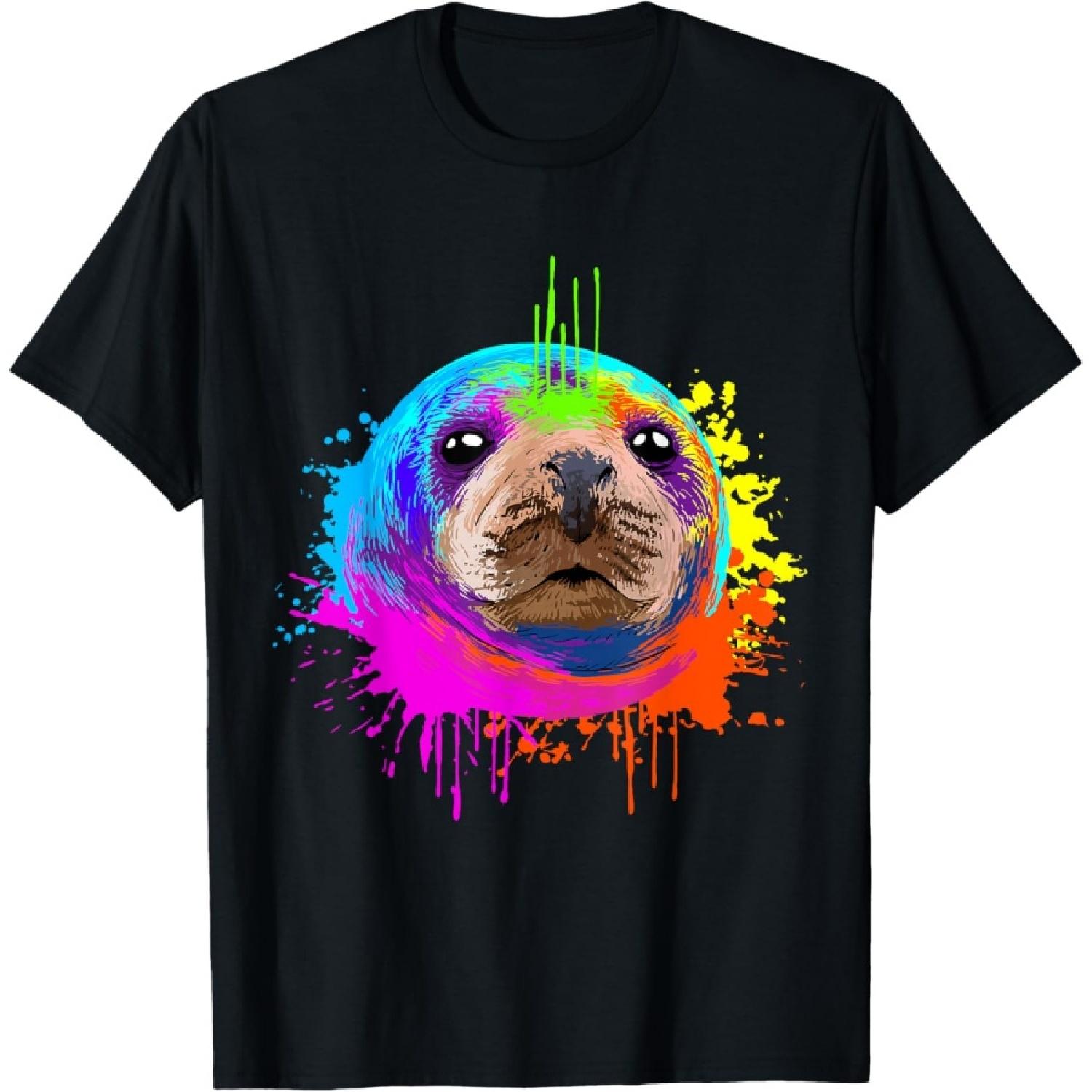 Splash Art Sea Lions Gift Animal Seal Lover T-Shirt S