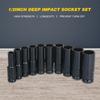 10 Pieces 1/2-Inch Drive Deep Impact Socket Set 8mm-24mm Metric 6 Point Socket Kit With Storage Case Tools For Tire Removing