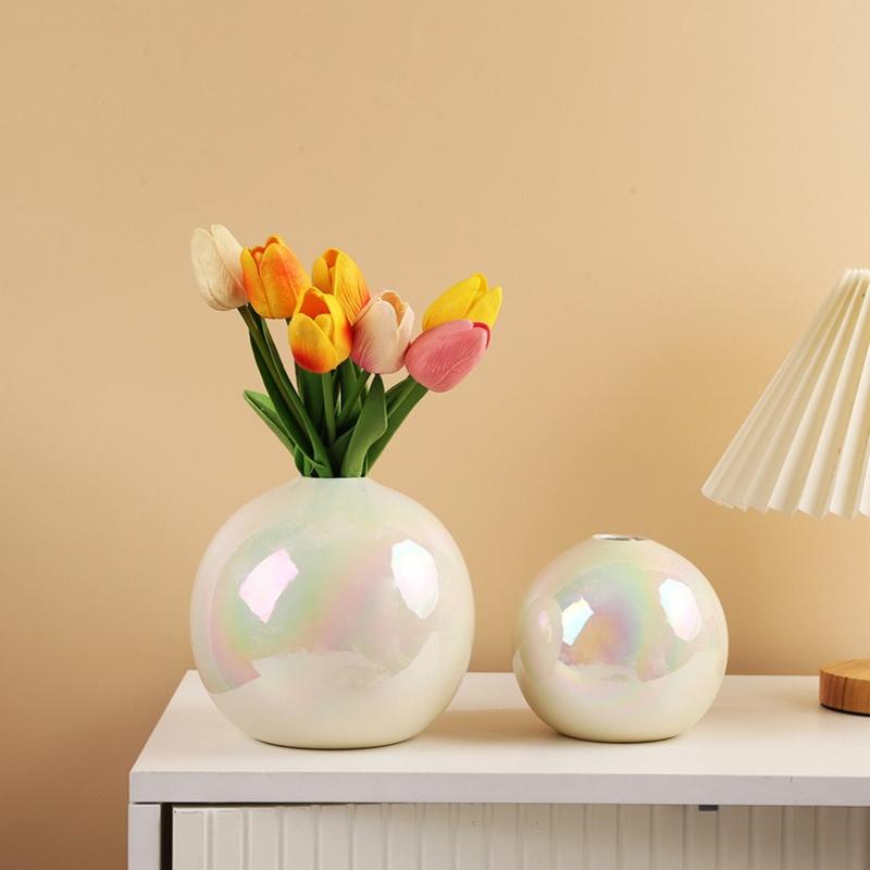 Farbverlauf Bunt Perlweiß Keramikvase Schreibtischdekoration Blumenarrangement Kunstblumenvase Raum Ästhetische Deko