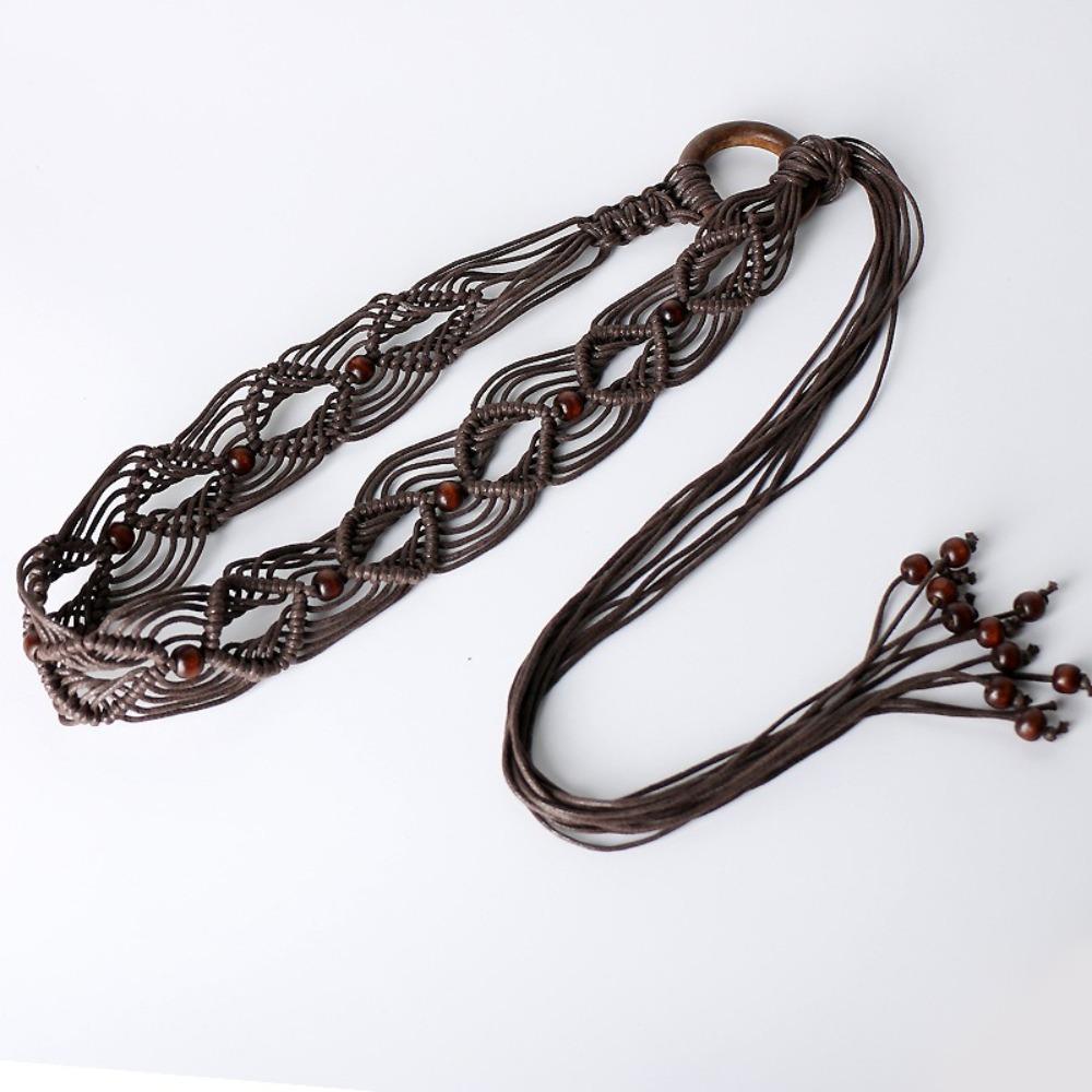 Retro Knotted Tassels Waist Belts Bohemia Style Tie Strap Belt  Dress Waistband Accessories