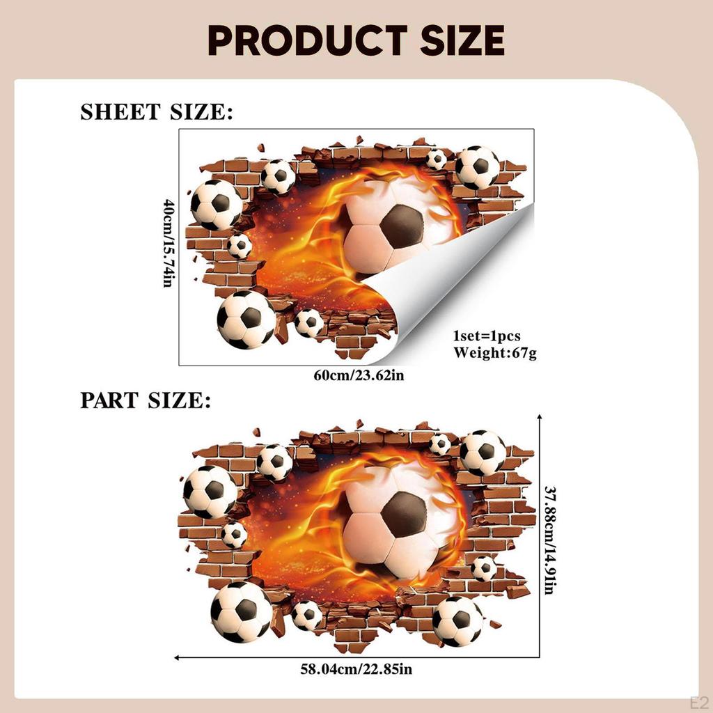 Soccer Wall Sticker Removable Wallpaper Sport Artwork Mural Decal for Nurseries Living