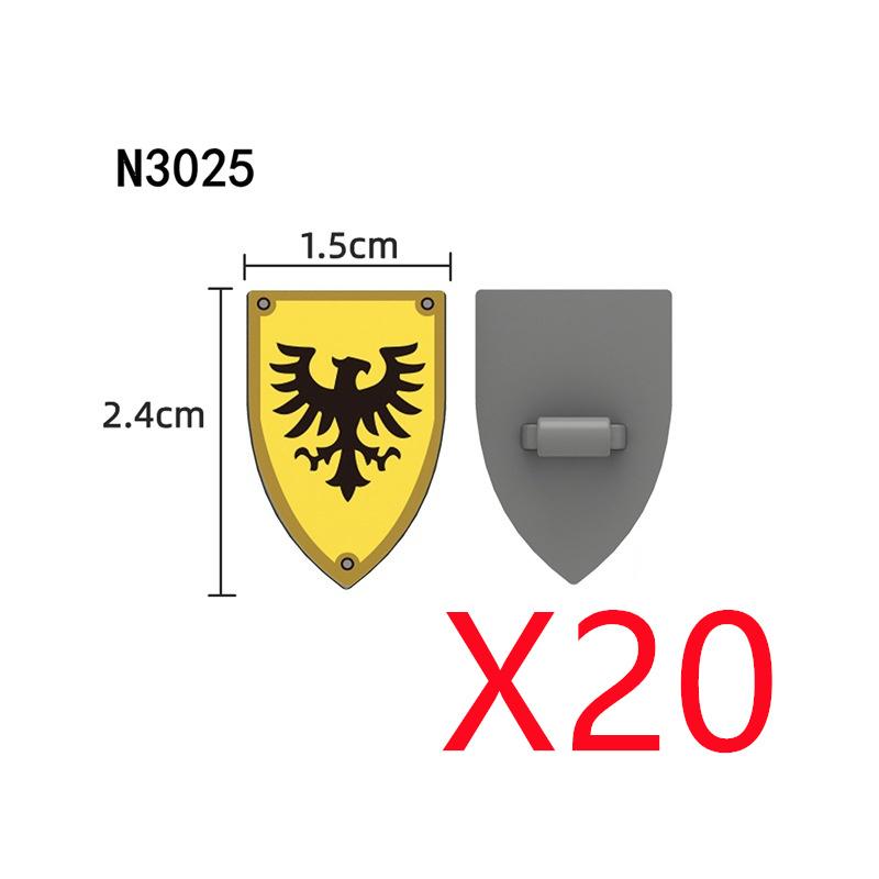 MOC Medieval Military Building Blocks Accessories Ancient Castle Knight Armor Viking Round Dragon Shield Flag Brick Toy Gift R62