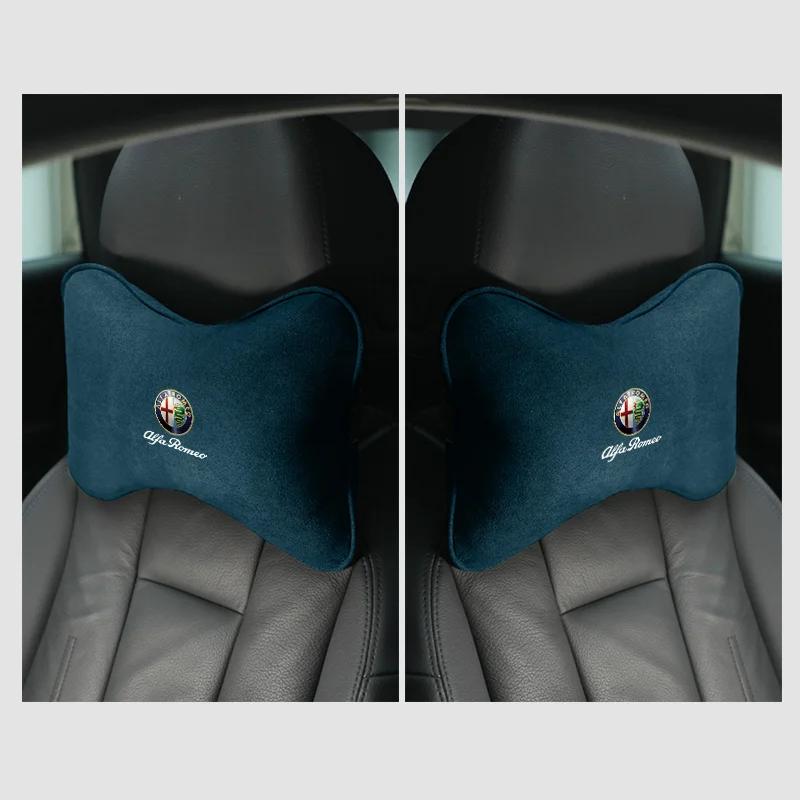 Car Stickers For Alfa Romeo 1pc/2pcs Car Headrest Fur Neck Pillow Seat Head Cushion Pillow For Alfa Romeo Giulia Stelvio Giuliet