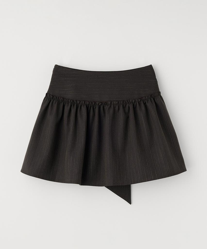 Selliteiljeu Striped Bow-Tie Mini Skirt_Dark Brown