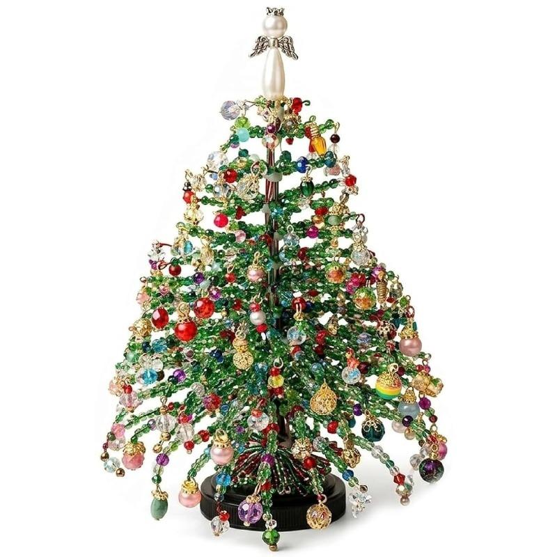 DIY Beaded Mini Christmas Tree Craft Kit, Color Pearl Desktop X‑mas Tree Ornament, Table & Bookshelf Decoration for Indoor Home Festival Decor