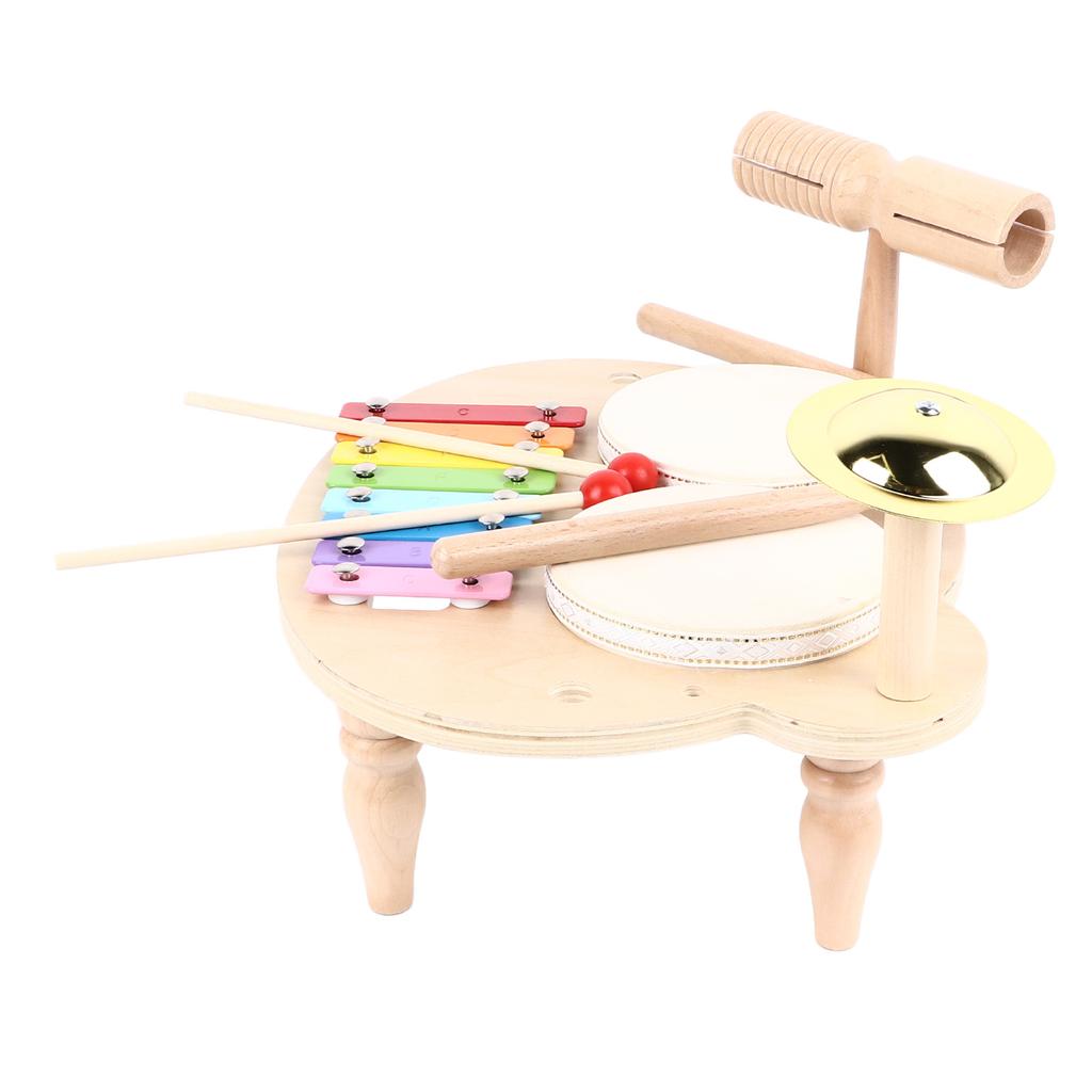 Kids Drum Set Wooden Educational Percussion All in 1 Musical Instruments for Girls Boys Gifts