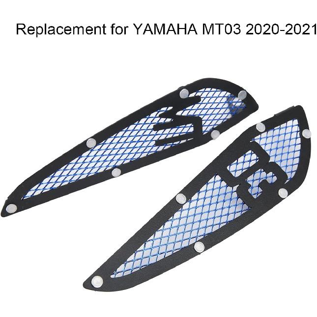 KIMISS 2PCS Motorcycle Fuel Air Intake Trim, Aluminum Gas Side Frame Trim Cover Replacement for MT03 2020‑2021(Blue)