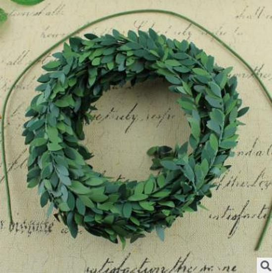 7.5m DIY Green Leaf Rattan Iron Wire Wreath Material