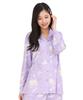 SAZAC Kuromi Shirt Pajamas, Powder Stretch, Women's, Long Sleeve and Pants Set, Loungewear (Purple/M/SAN1908)