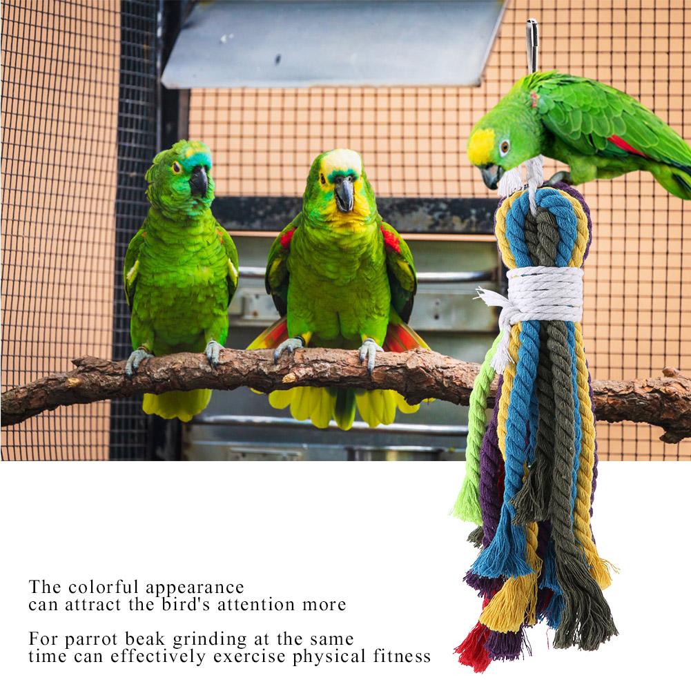 Pets Bird Multi Color Cotton Rope Toy Parrots Cage Chewing Toy Fits Small to Medium sized Birds