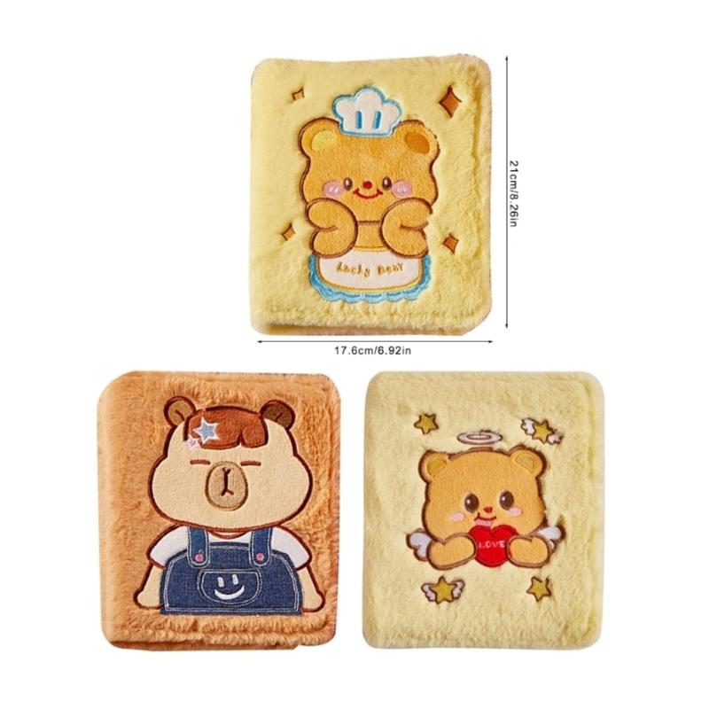 Soft Plush Card Storage Book Cute Capybaras Butter Bear Mini Photo Album 3Inch Picture Photocard Binder Card Sleeves