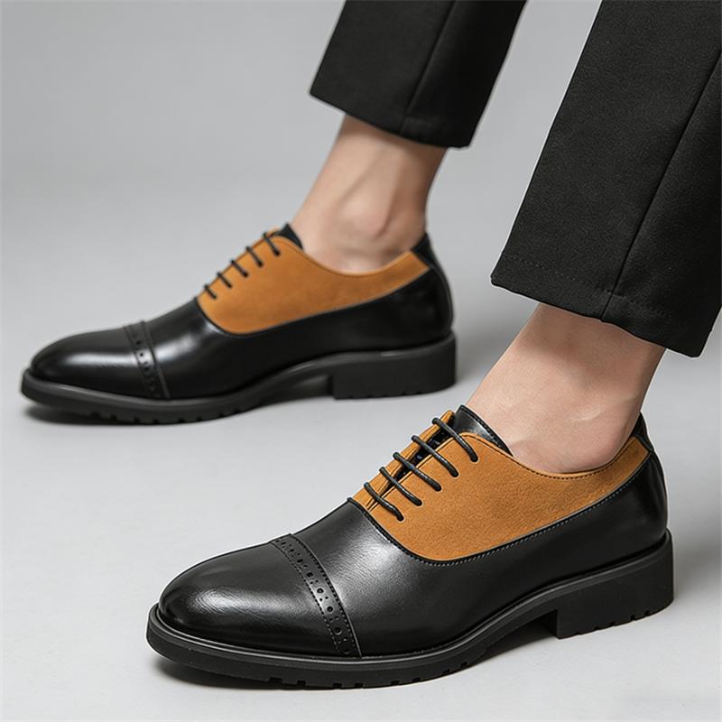 New Britain Lace Up Suede Patchwork Oxford Leather Shoes for Men Dress Wedding Prom Homecoming Footwear Sapatos Tenis Masculino