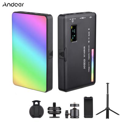 Andoer W140 RGB LED Kit de luz de vídeo de bolso Iluminação para videoconferência CRI95 + 2500K-9000K regulável 20