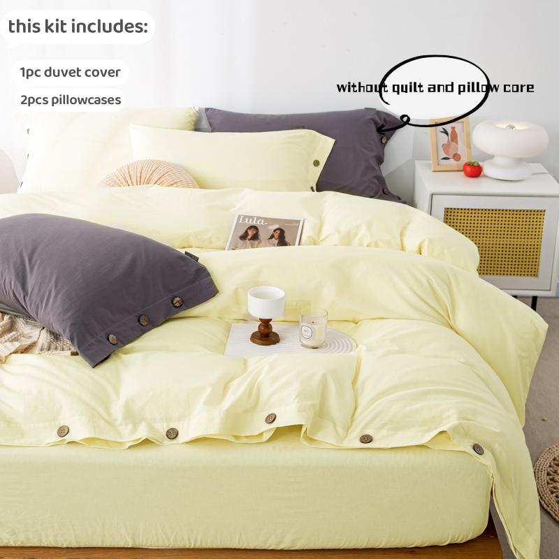 3pcs  100% Cotton Bedding Set Double Duvet Cover Set 220x240 Solid Twist Cotton King Size Bedding Set Quilt Cover Set