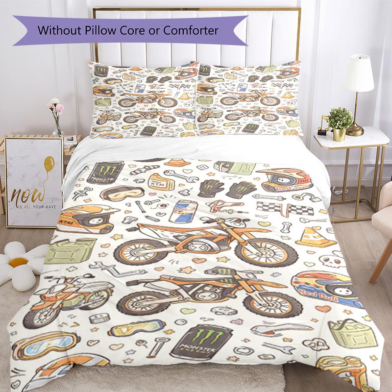 3pcs Cute Cars Bedding Set Duvet Cover Closure Includes 1 Duvet Cover & 2 Pillowcases, Soft and Comfortable for All Seasons.
