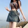2025 Trend Retro High Waist Denim A-line Bodycon Mini Skirt for Women