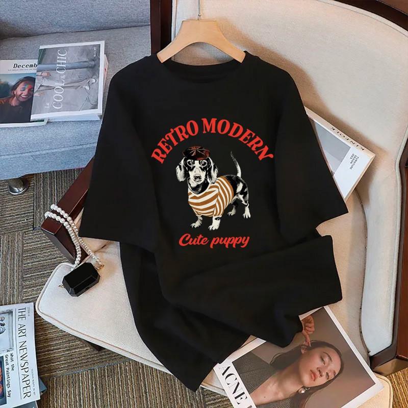 Womens Cotton Short Sleeve T Shirt 2026 Cute Animal Print Loose Fit Casual Top