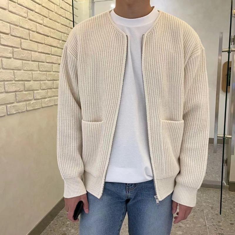Men’s Loose Fit Solid Knit Cardigan Sweater