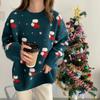 Autumn and Winter Women's Sweater Christmas Day Pullover Sweater Round Neck Loose Knit Sweater